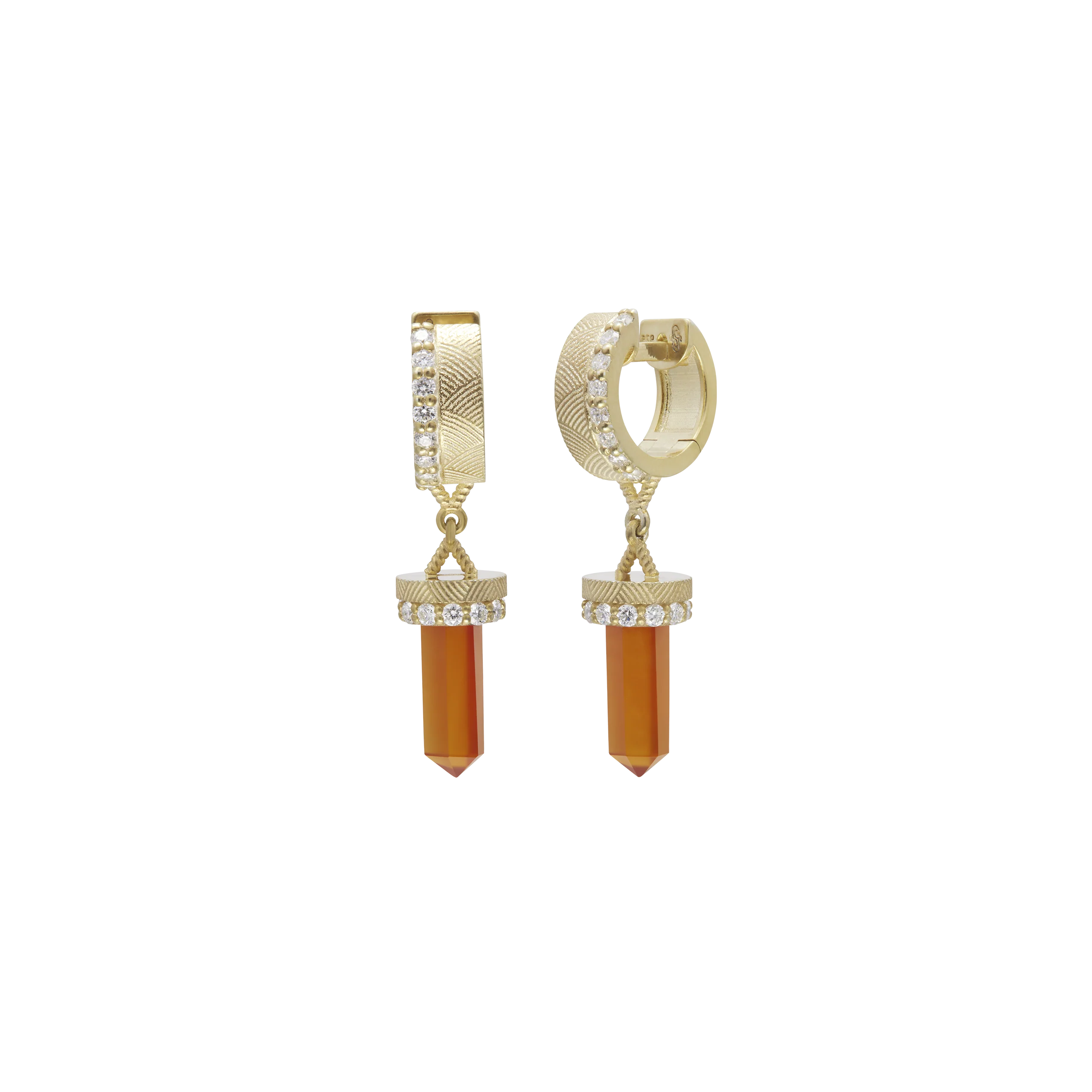 The Nova Crystal Carnelian Diamond Huggies - Image 5