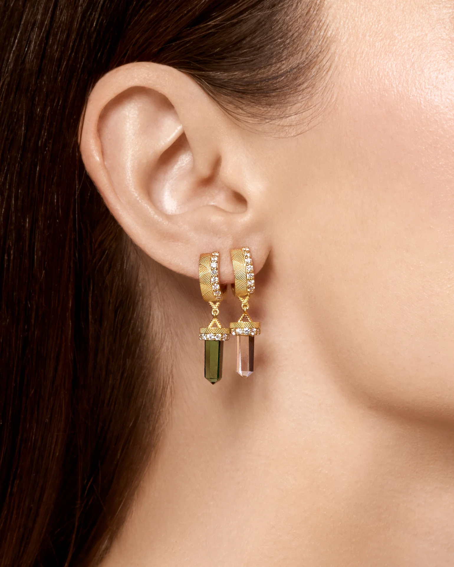 The Nova Green Tourmaline Diamond Huggies - Image 3